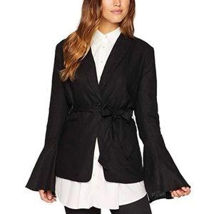 Free People Black Flared Sleeve Linen Blazer Size Small OB 768703